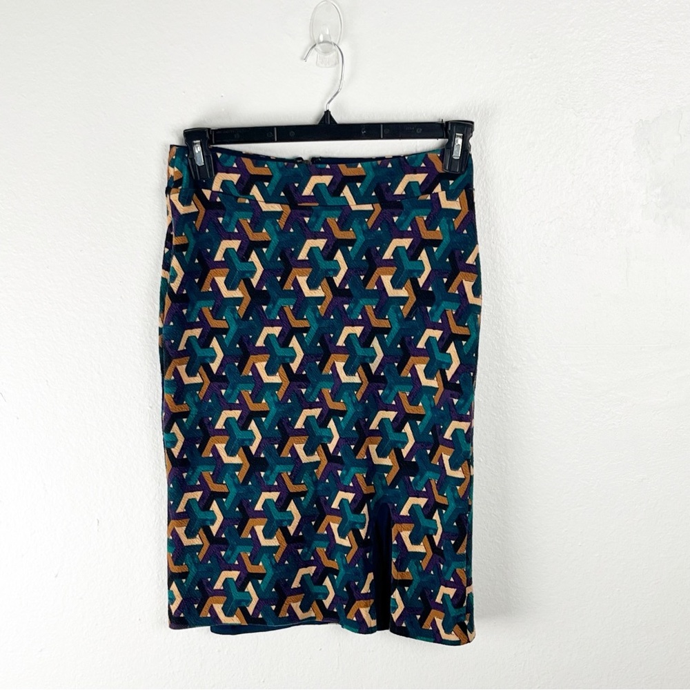 ANTHROPOLOGIE MAEVE Geometric Print Back Zip Closure Lined Pencil Skirt Small